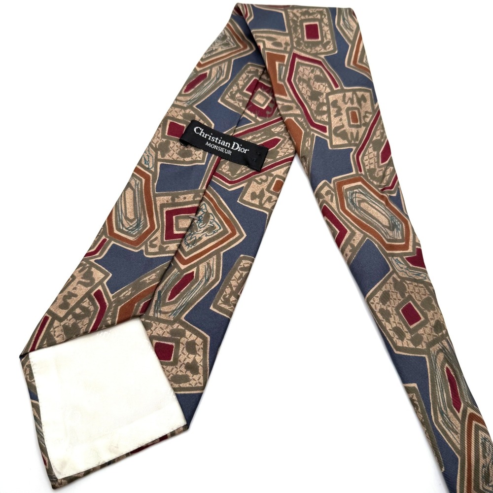Christian Dior Monsieur Necktie All Silk Geometric Made in USA - Picture 2 of 4